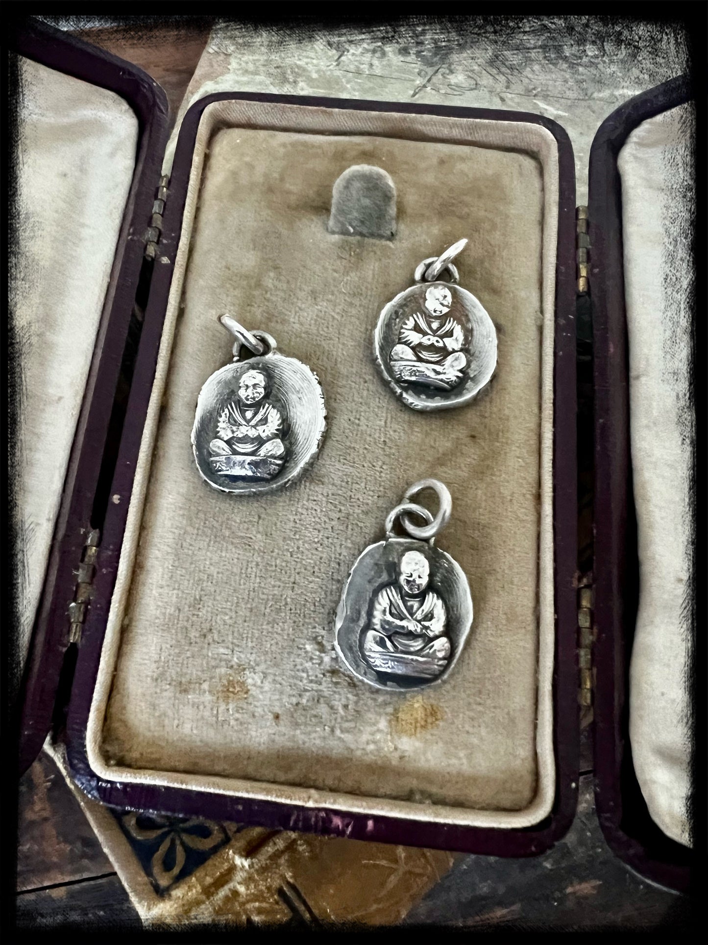Ancient Buddha Charm-Sterling Silver-Handmade Jewelry