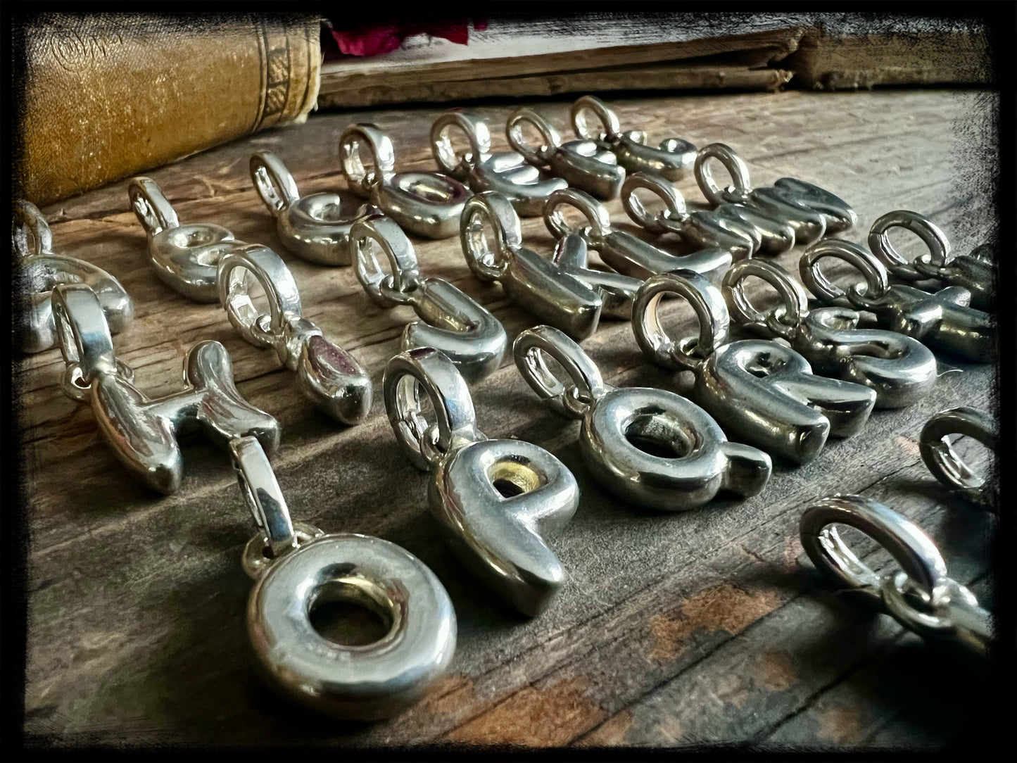 Sterling Silver Puffy Letter Charms-Handmade Artisan-Initial Charm