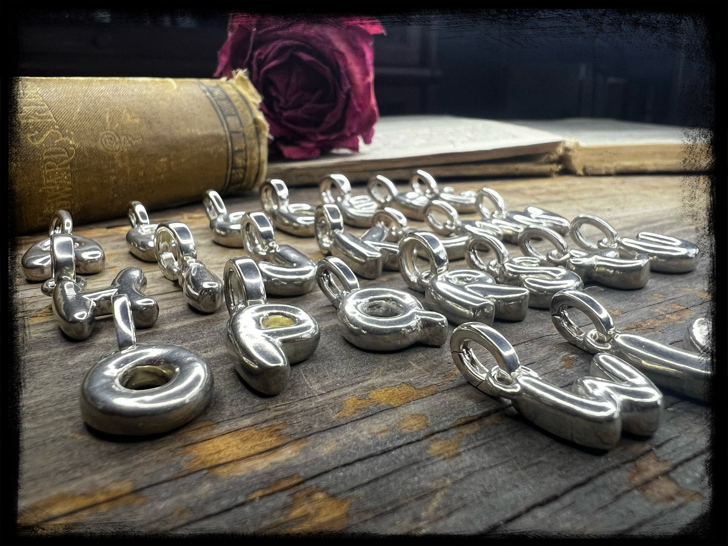 Sterling Silver Puffy Letter Charms-Handmade Artisan-Initial Charm