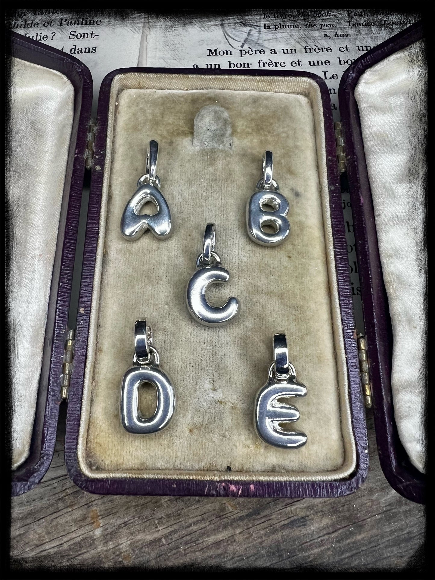 Sterling Silver Puffy Letter Charms-Handmade Artisan-Initial Charm