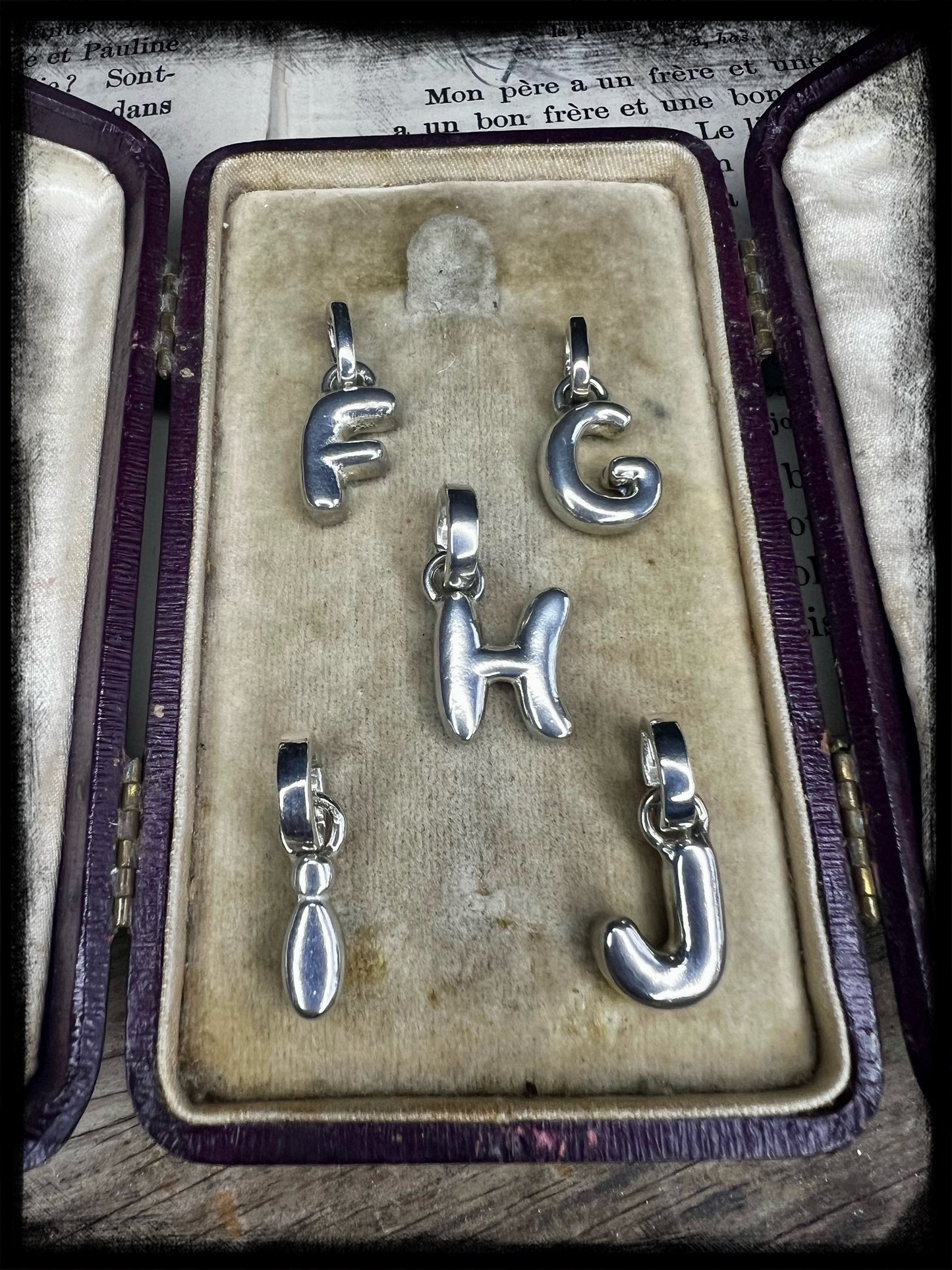 Sterling Silver Puffy Letter Charms-Handmade Artisan-Initial Charm