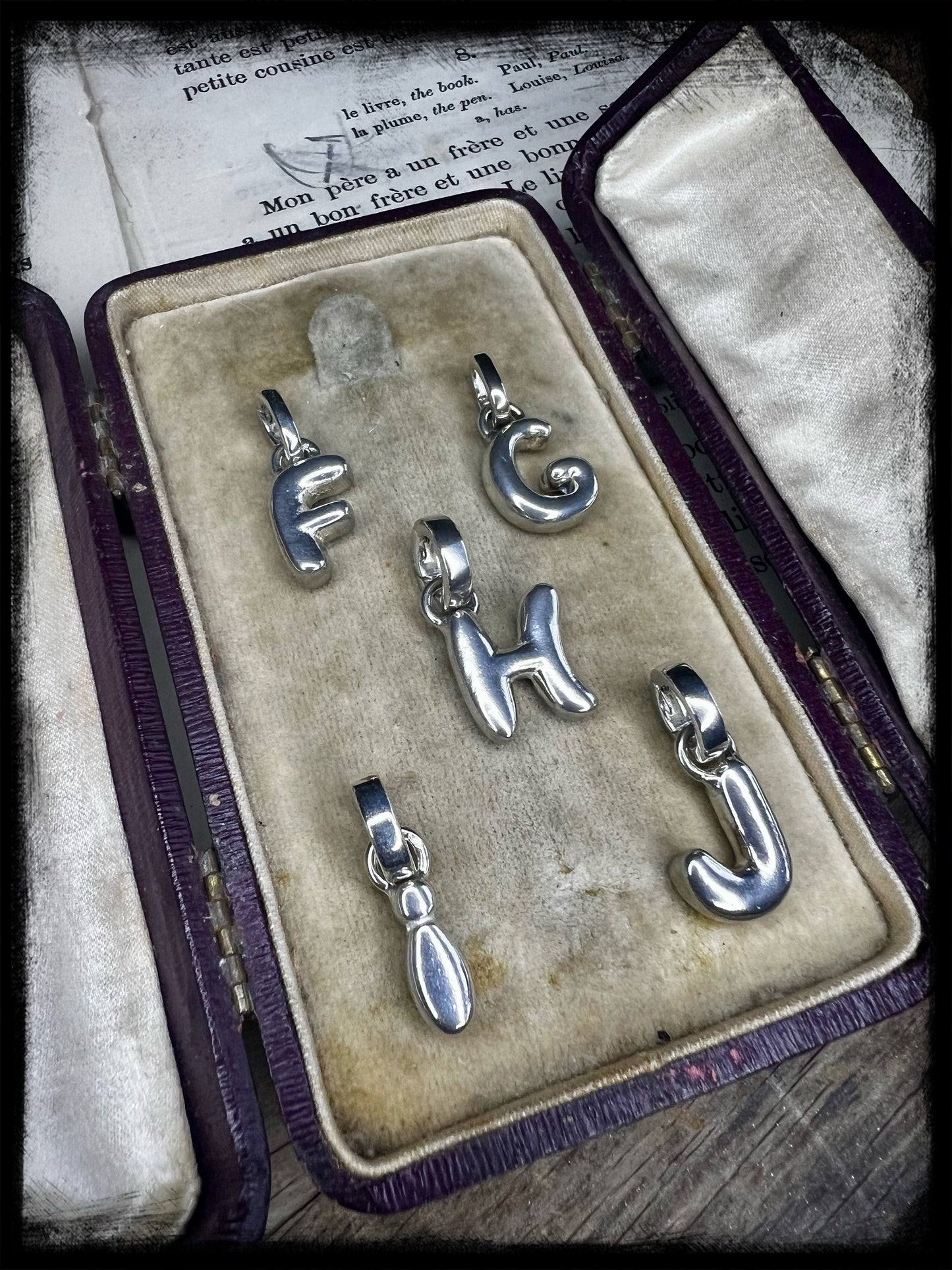 Sterling Silver Puffy Letter Charms-Handmade Artisan-Initial Charm