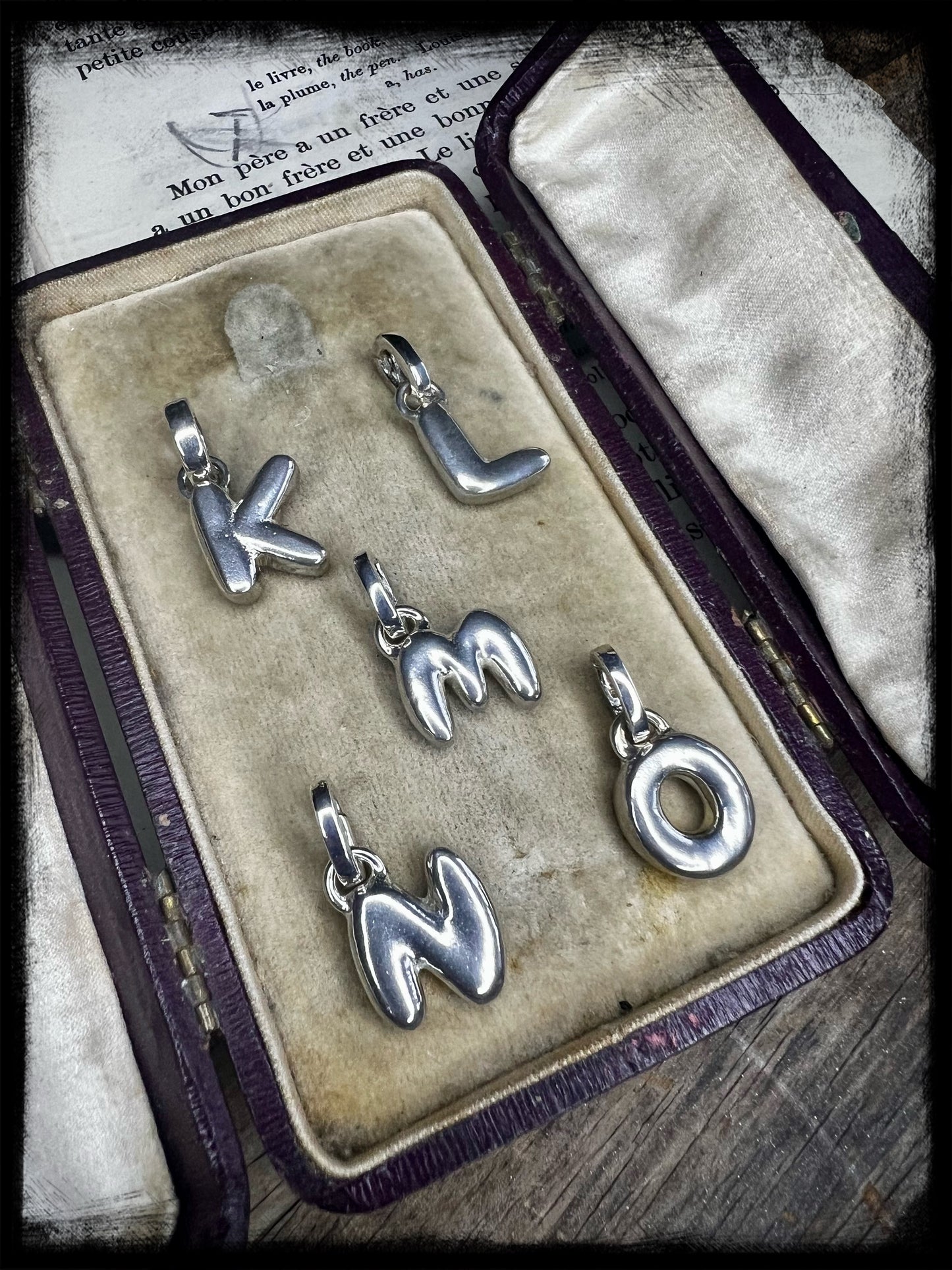 Sterling Silver Puffy Letter Charms-Handmade Artisan-Initial Charm