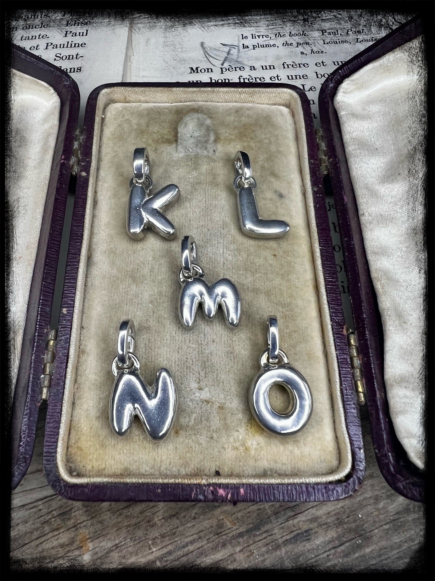 Sterling Silver Puffy Letter Charms-Handmade Artisan-Initial Charm