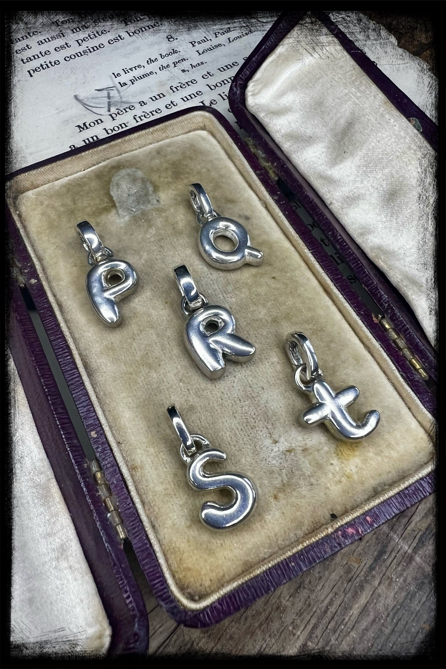Sterling Silver Puffy Letter Charms-Handmade Artisan-Initial Charm