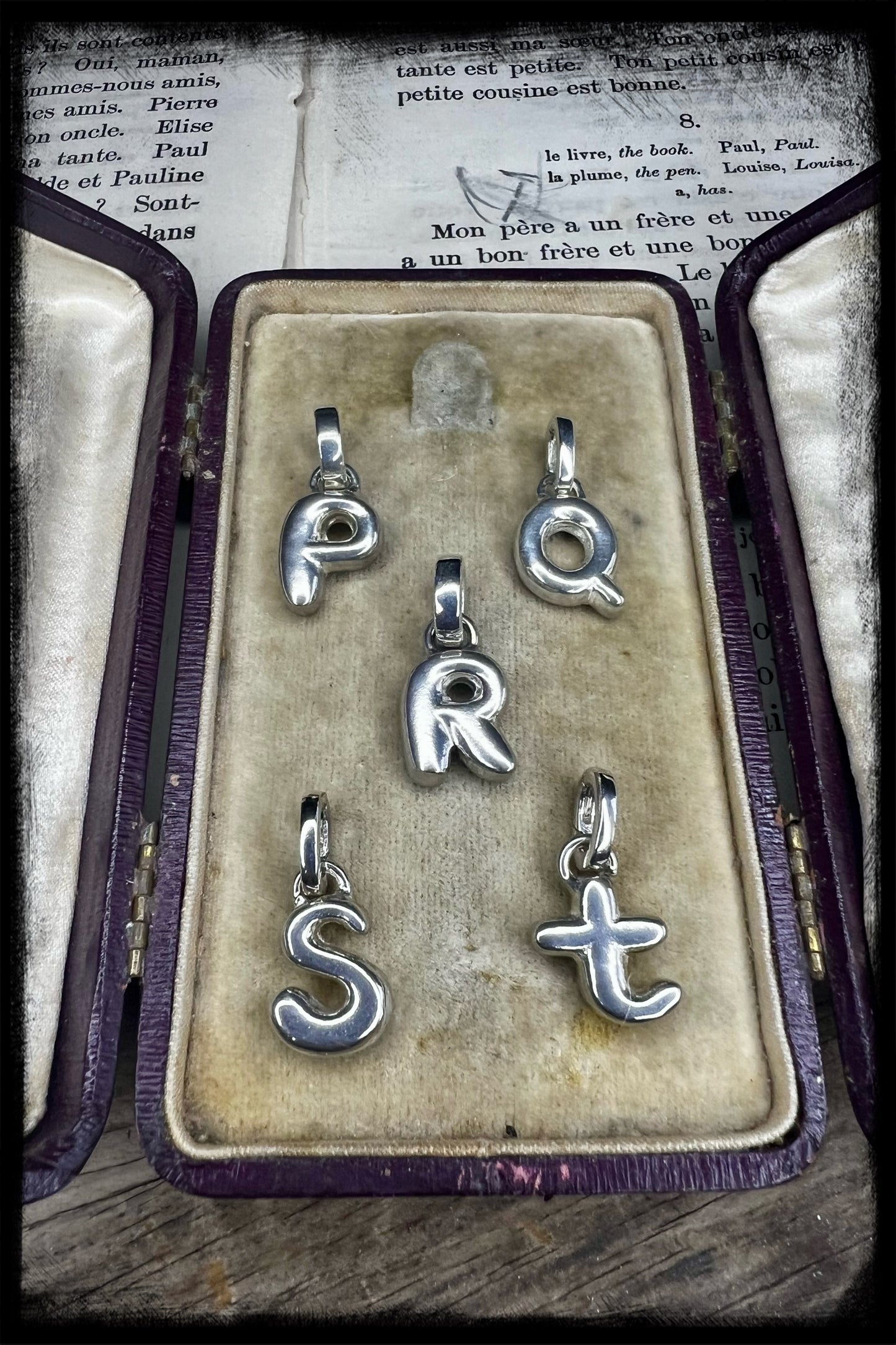 Sterling Silver Puffy Letter Charms-Handmade Artisan-Initial Charm