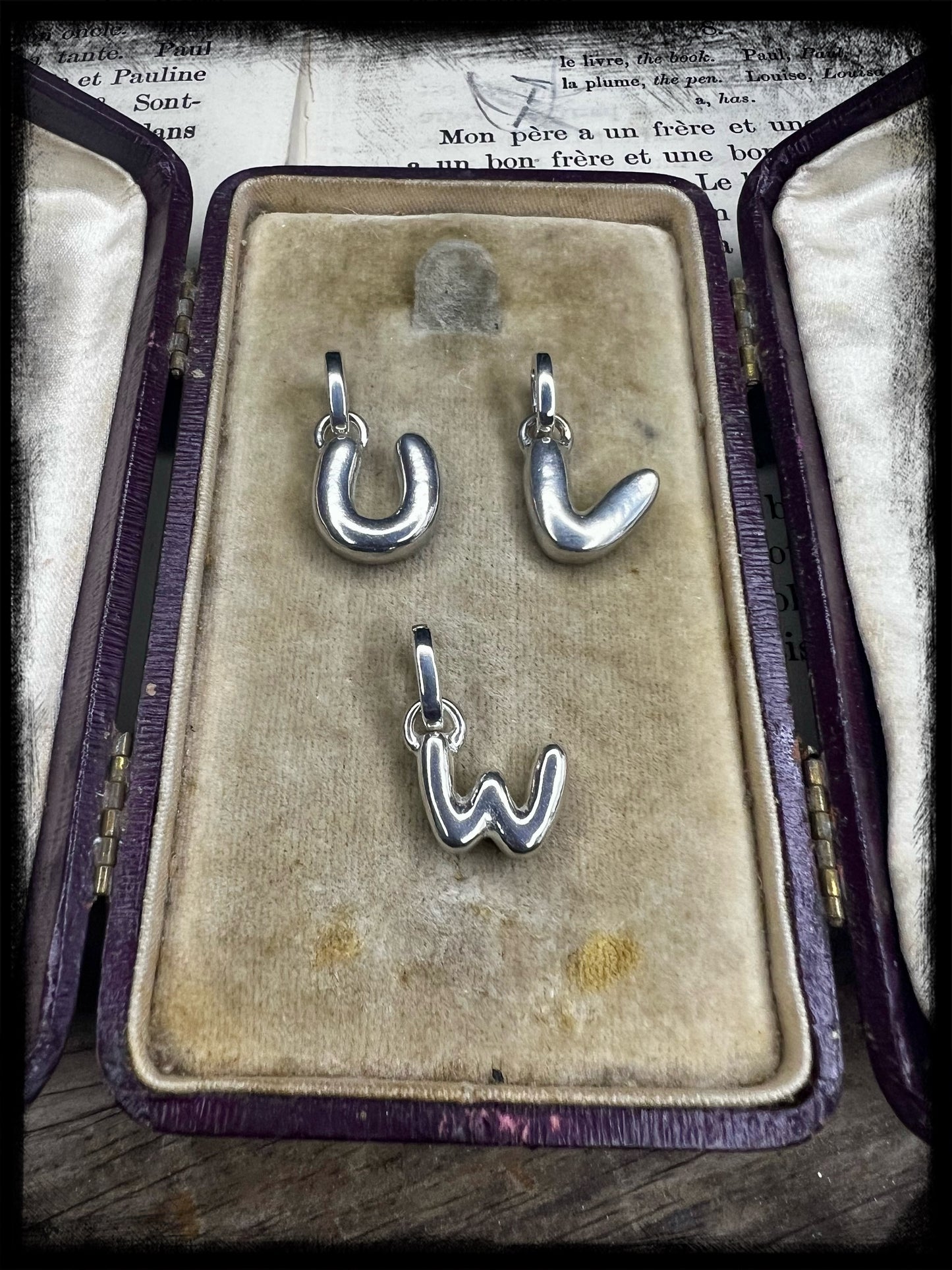 Sterling Silver Puffy Letter Charms-Handmade Artisan-Initial Charm