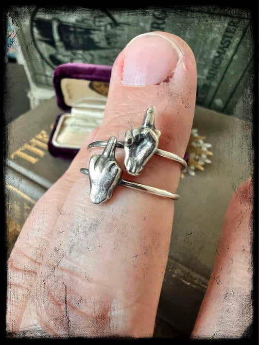 Flip the Bird Sterling Silver Ring-Made to Order-Handmade Artisan Jewelry