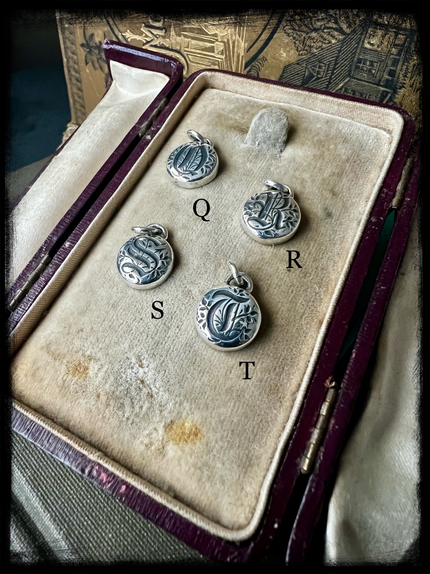 Gothic Style Monogram Pendants-Sterling Silver-Handmade Artisan Jewelry