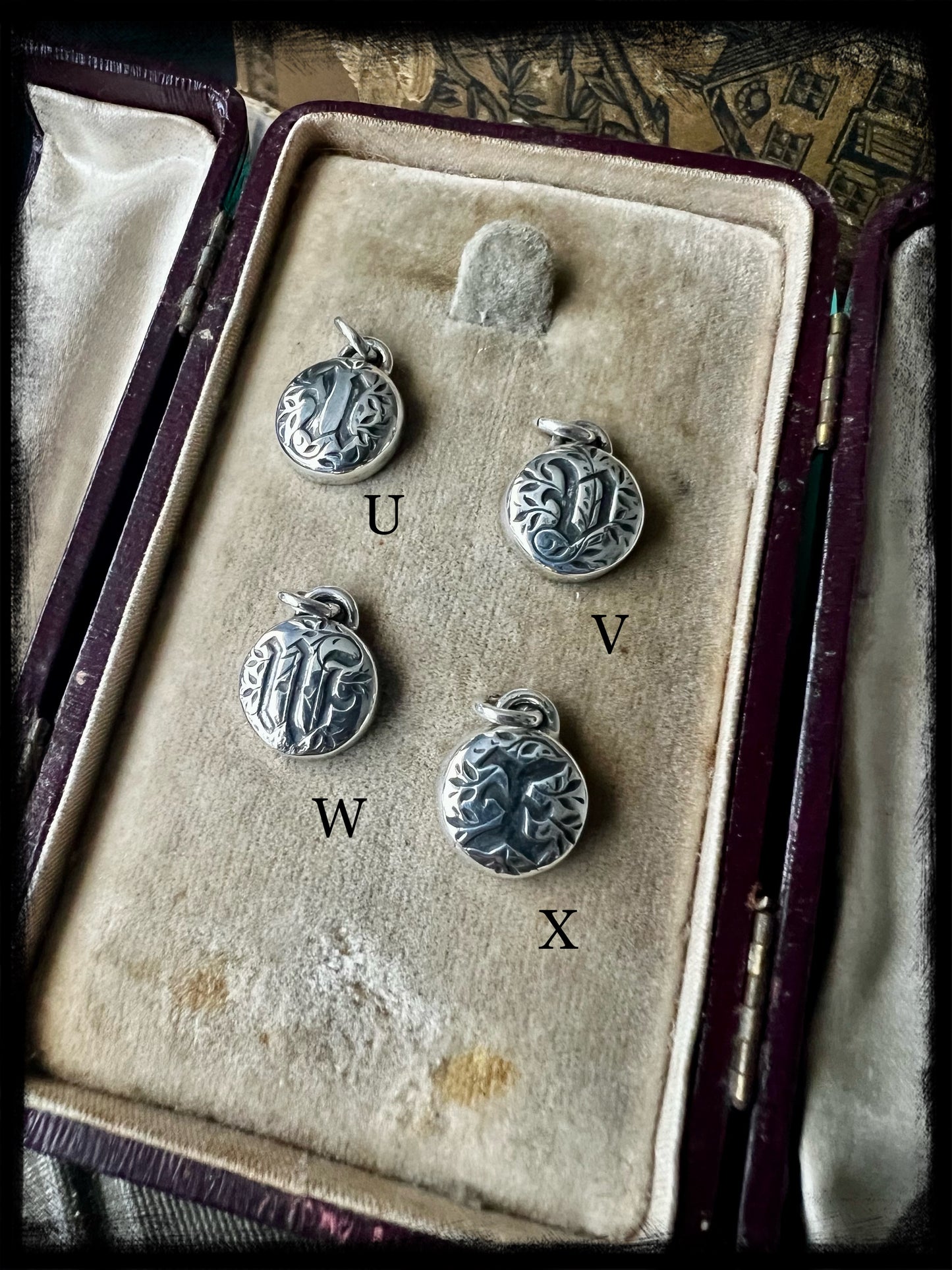 Gothic Style Monogram Pendants-Sterling Silver-Handmade Artisan Jewelry