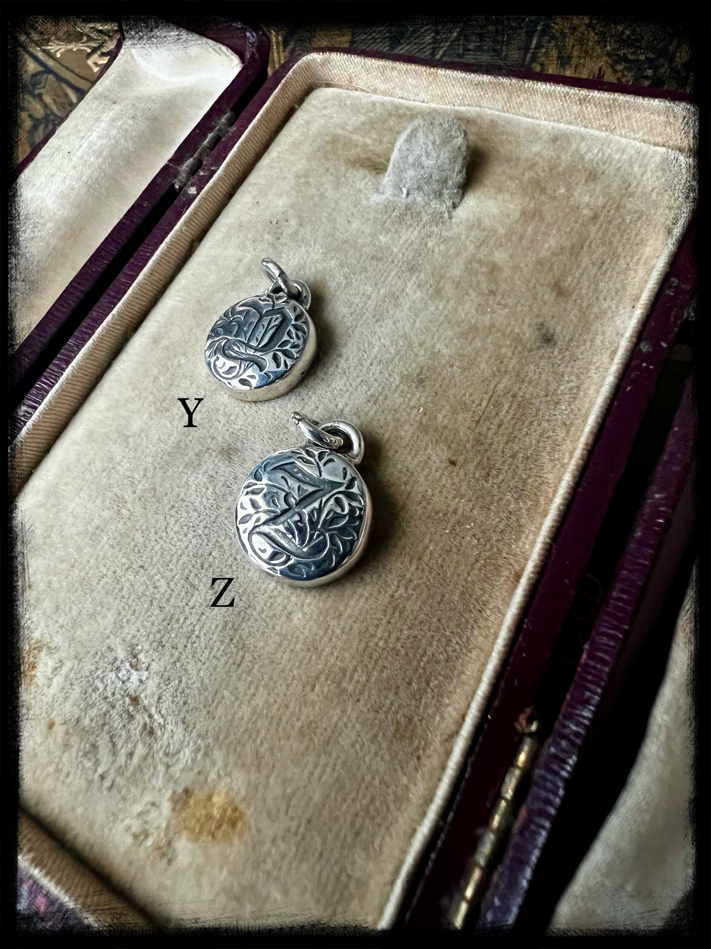 Gothic Style Monogram Pendants-Sterling Silver-Handmade Artisan Jewelry