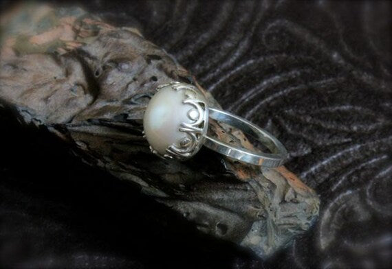 Pearl Set in Sterling Silver-Ring Size 9