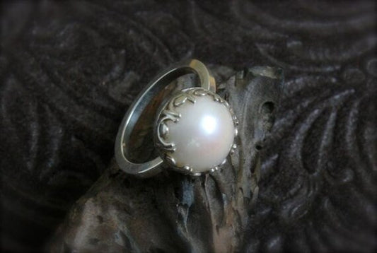 Pearl Set in Sterling Silver-Ring Size 9