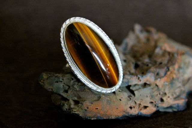 Tiger's Eye Sterling Silver Ring- Size 9