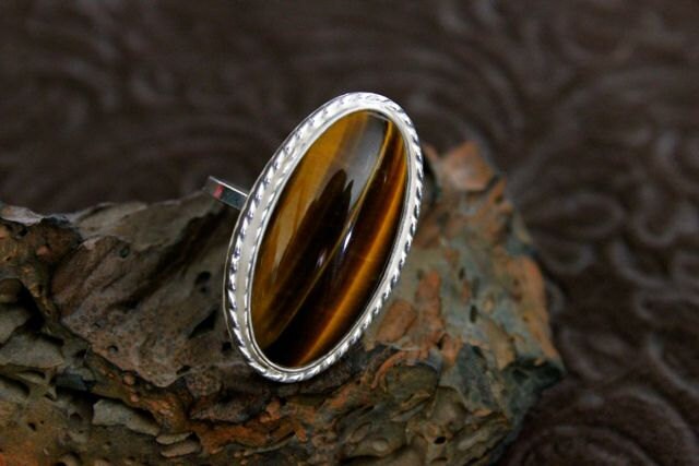 Tiger's Eye Sterling Silver Ring- Size 9