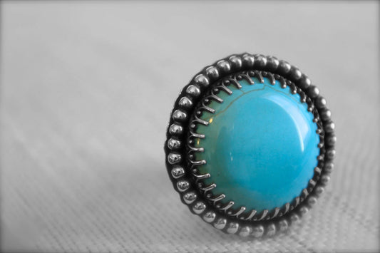 Howlite Turquoise Stone set in Sterling Silver Ring Size-8.75
