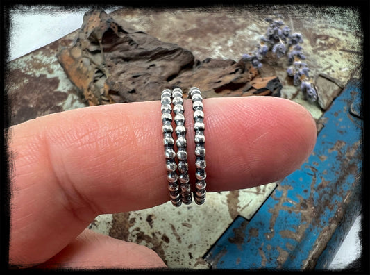 Sterling Silver Beaded Stacker Set