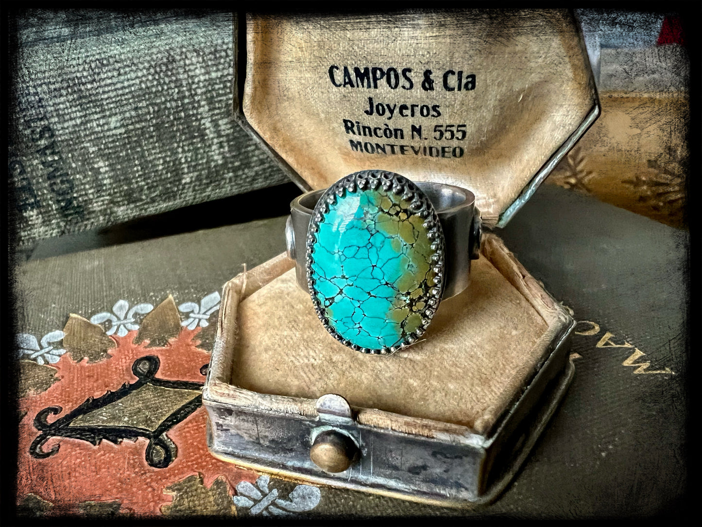 Turquoise set in Sterling Silver Ring Size - 8.5