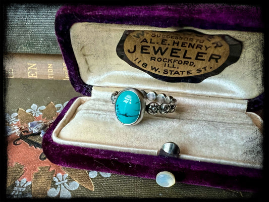 Turquoise Stone set in Sterling Silver Ring Size 7