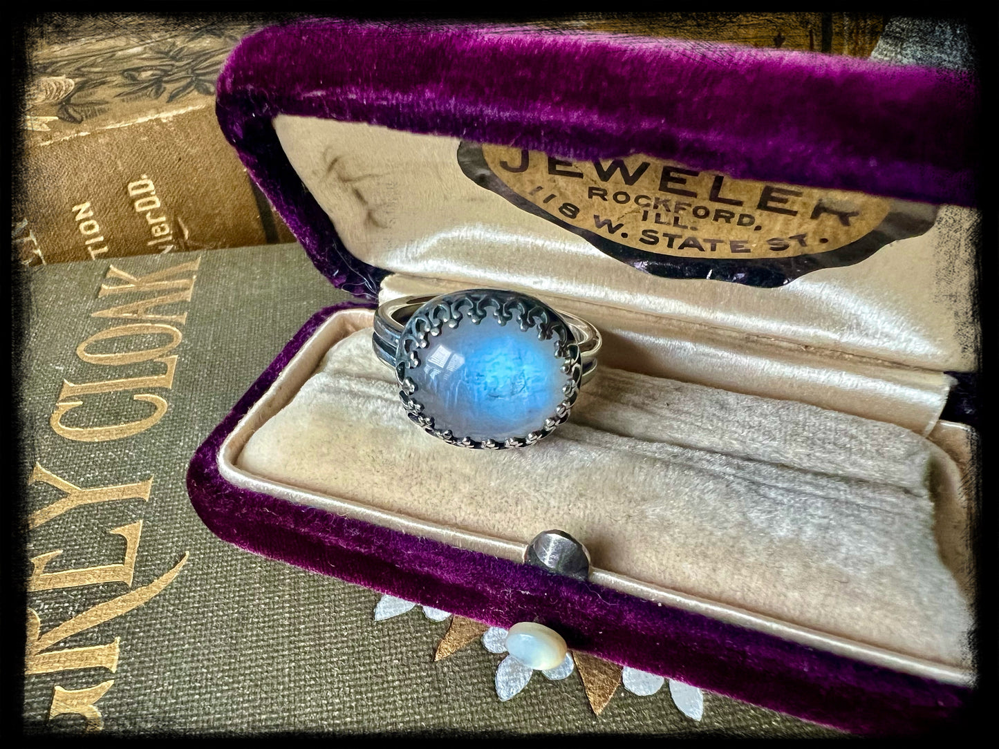 Moonstone set in Sterling Silver Ring Size - 7