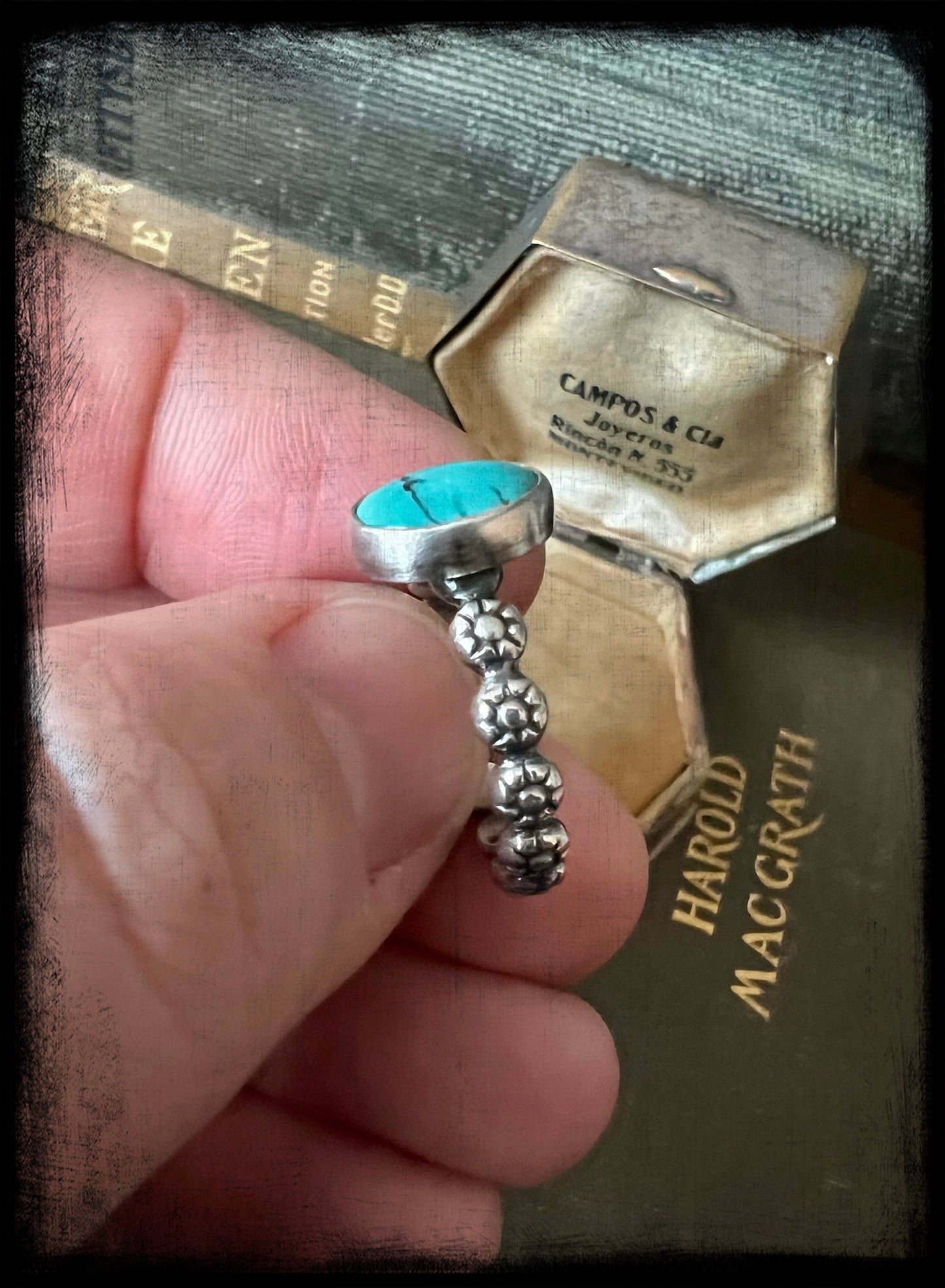 Turquoise Stone set in Sterling Silver Ring Size 7