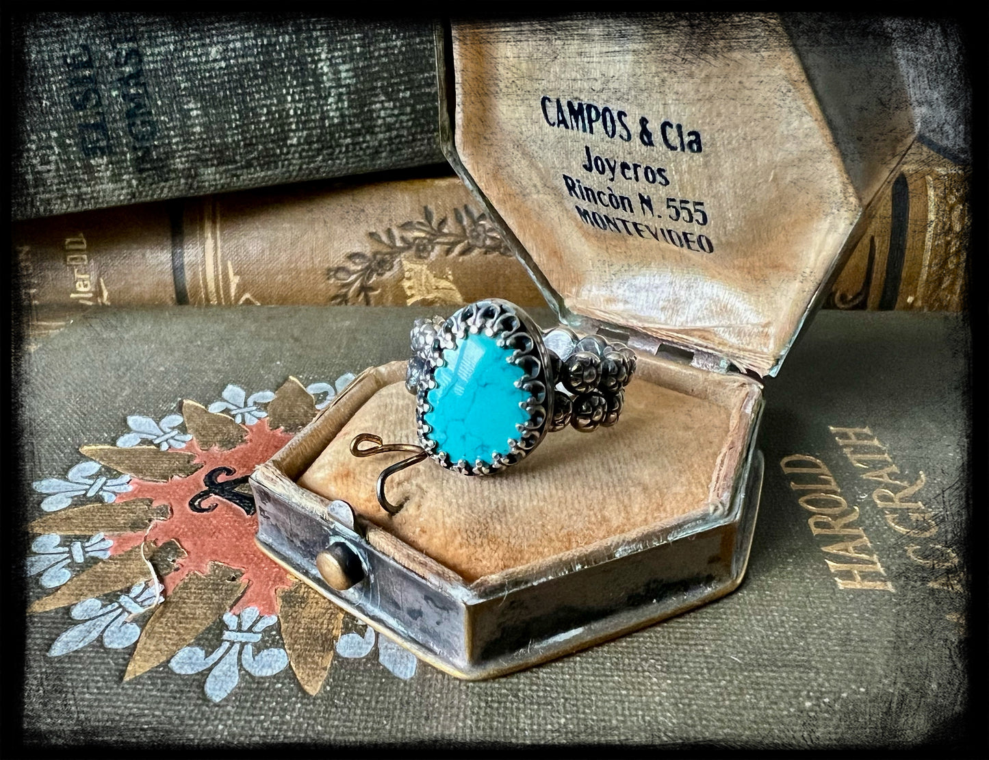 Turquoise Stone set in Sterling Silver Ring Size -7