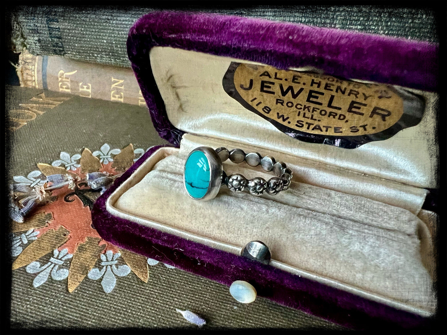 Turquoise Stone set in Sterling Silver Ring Size 7