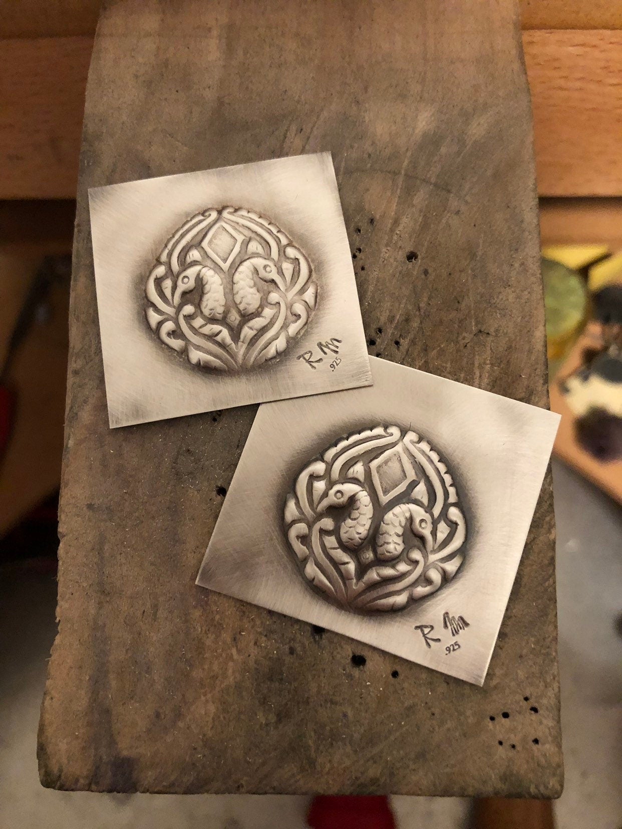 Pressed Metal Peacock  Impression for Jewelry Making