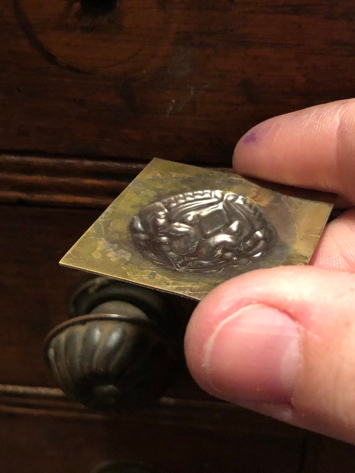 Pressed Metal Peacock  Impression for Jewelry Making