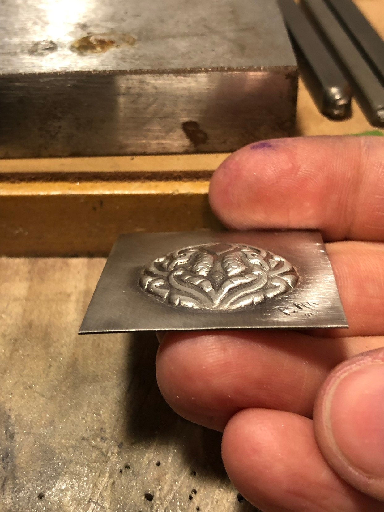 Pressed Metal Peacock  Impression for Jewelry Making