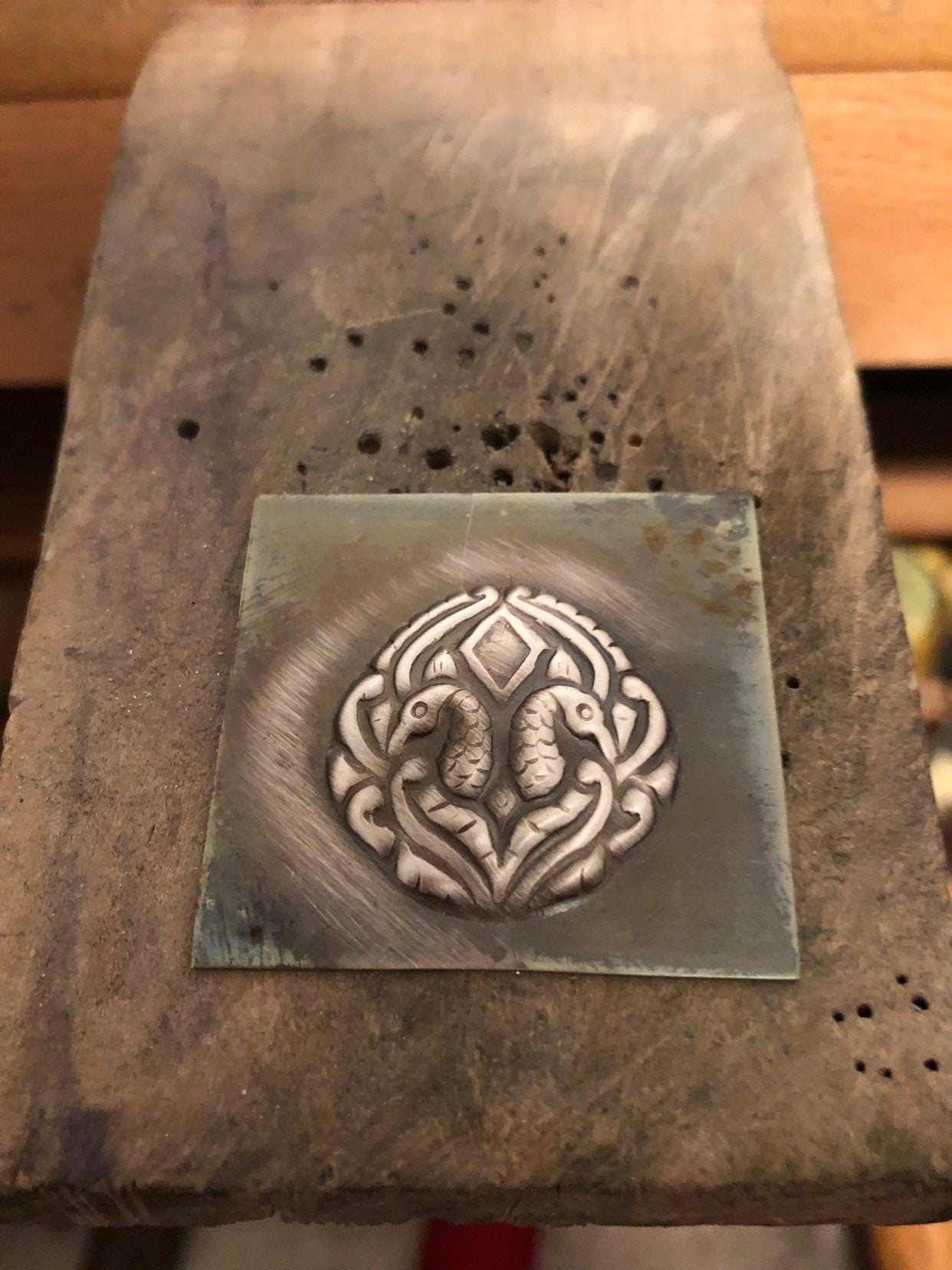 Pressed Metal Peacock  Impression for Jewelry Making