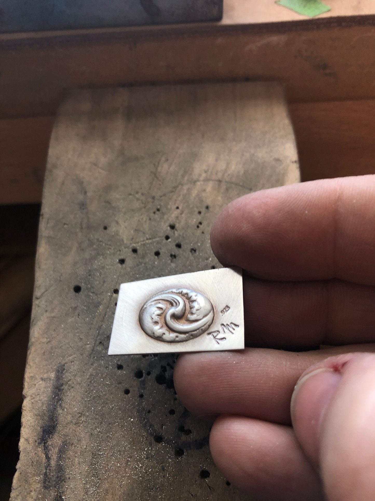 Pressed Metal Two Waves Impression for Jewelry Making