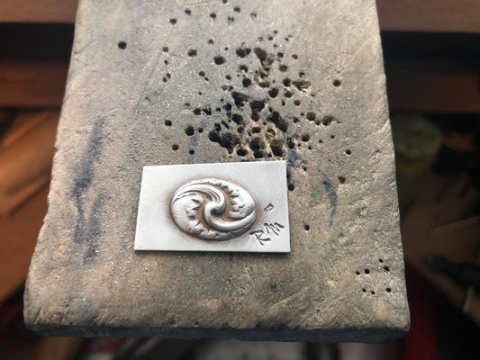 Pressed Metal Two Waves Impression for Jewelry Making