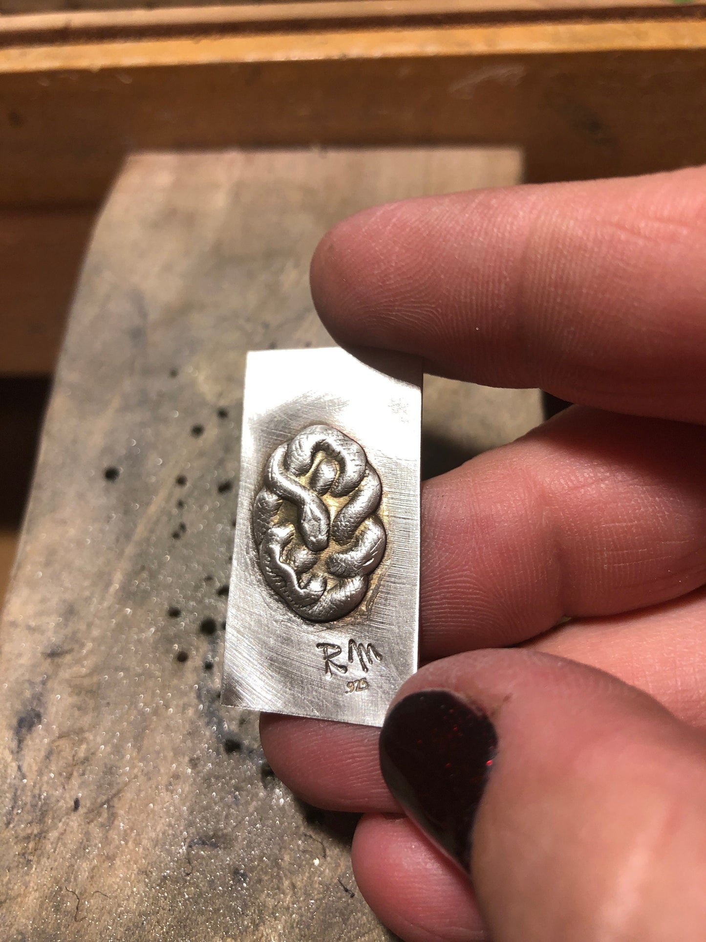 Pressed Metal Coiled Snake Impression for Jewelry Making