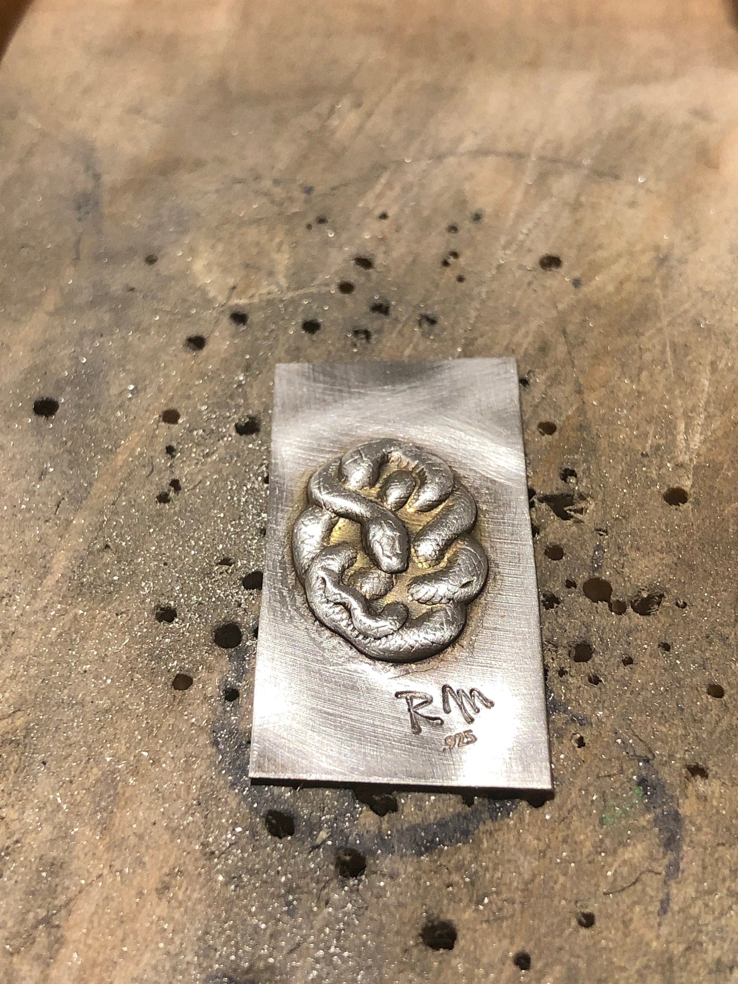 Pressed Metal Coiled Snake Impression for Jewelry Making