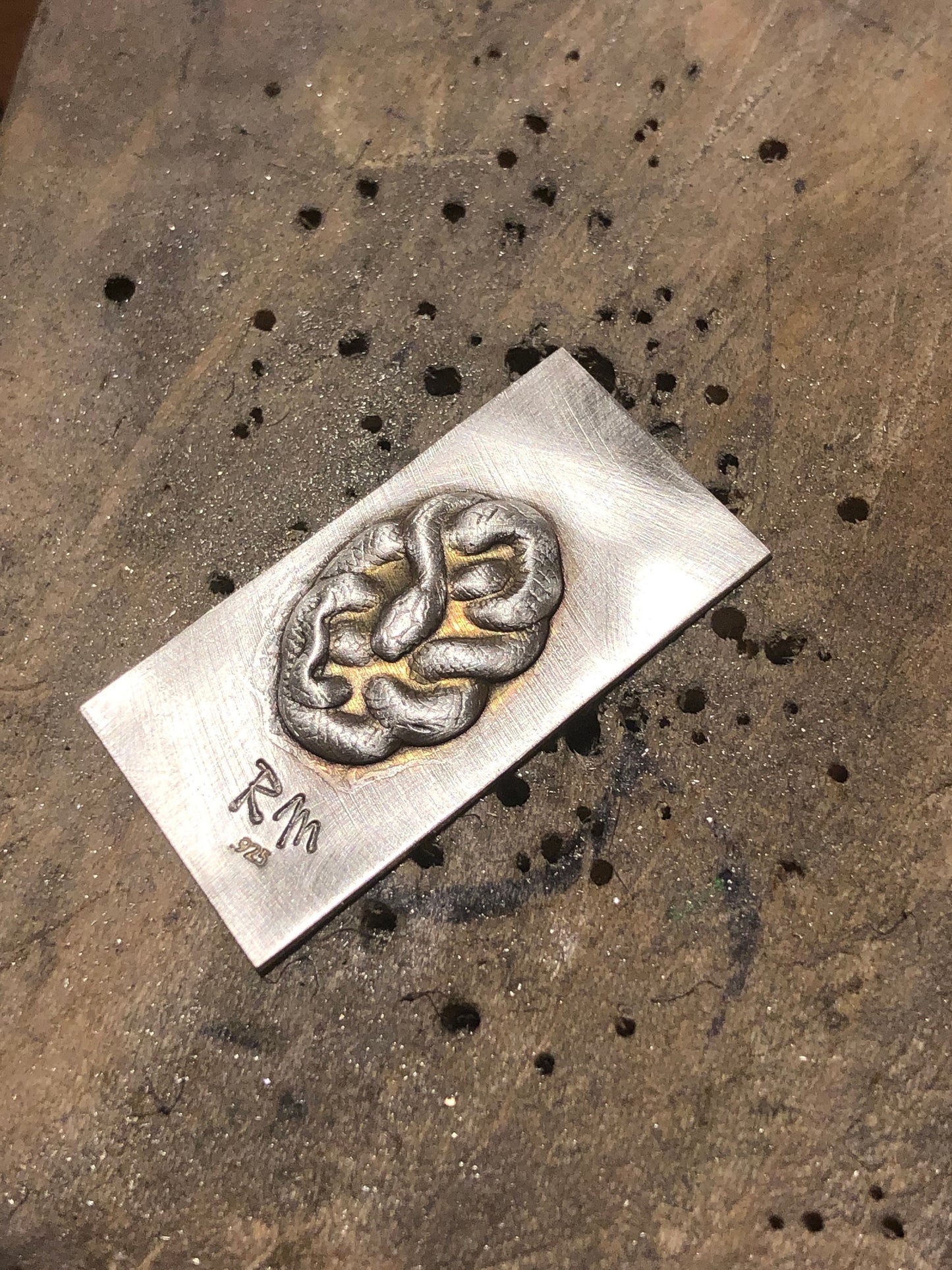 Pressed Metal Coiled Snake Impression for Jewelry Making