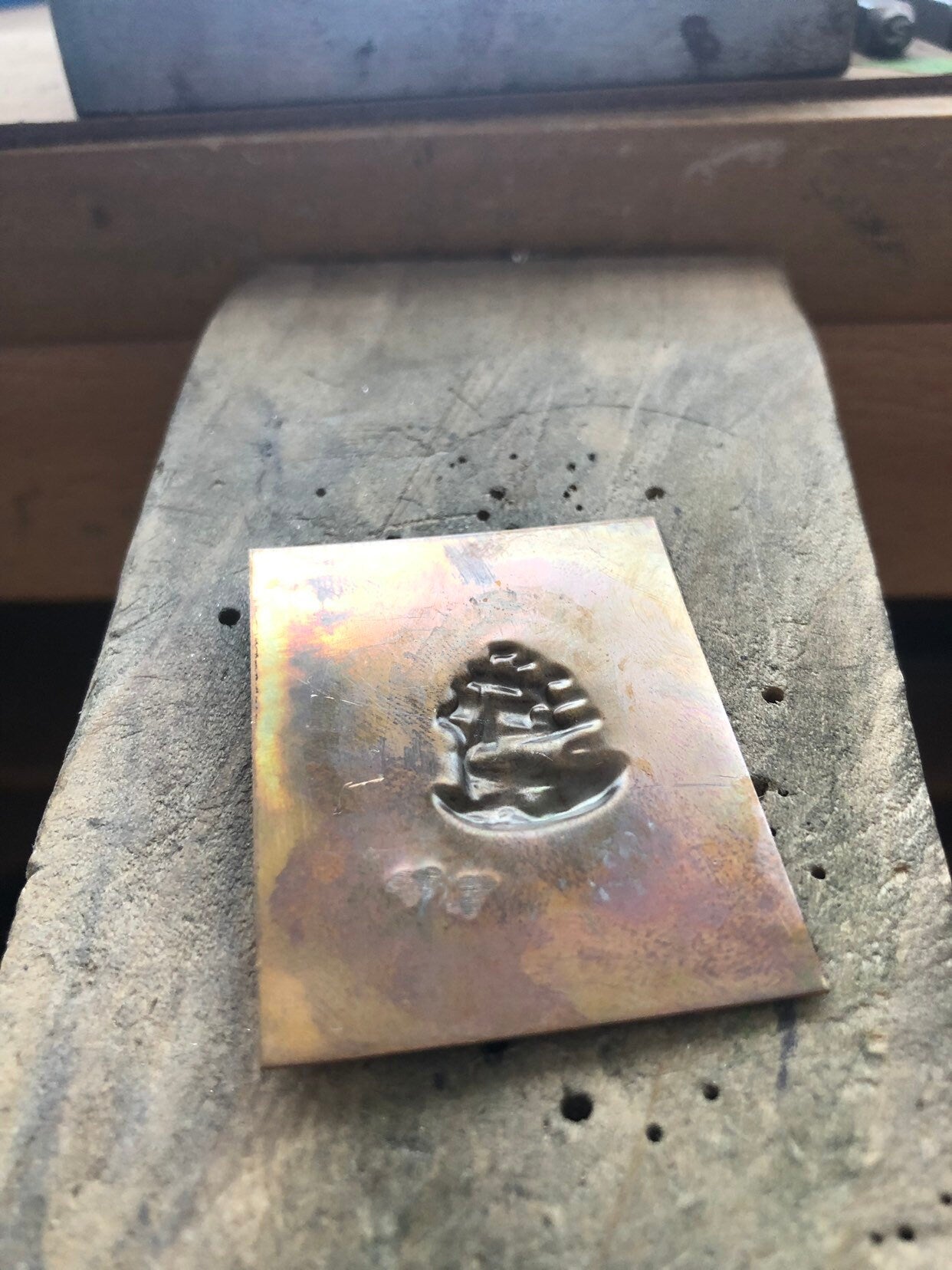 Pressed Metal Ship at Sea Impression for Jewelry Making