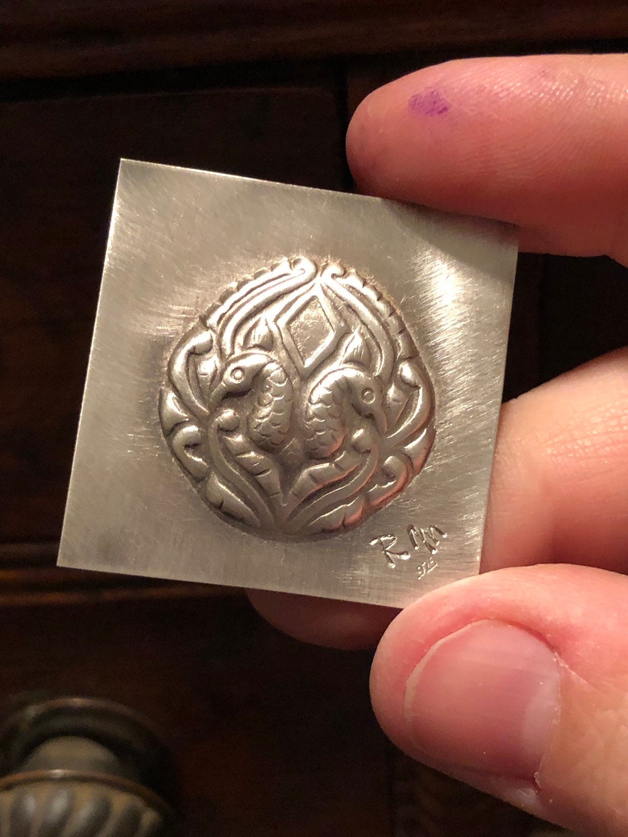 Pressed Metal Peacock  Impression for Jewelry Making