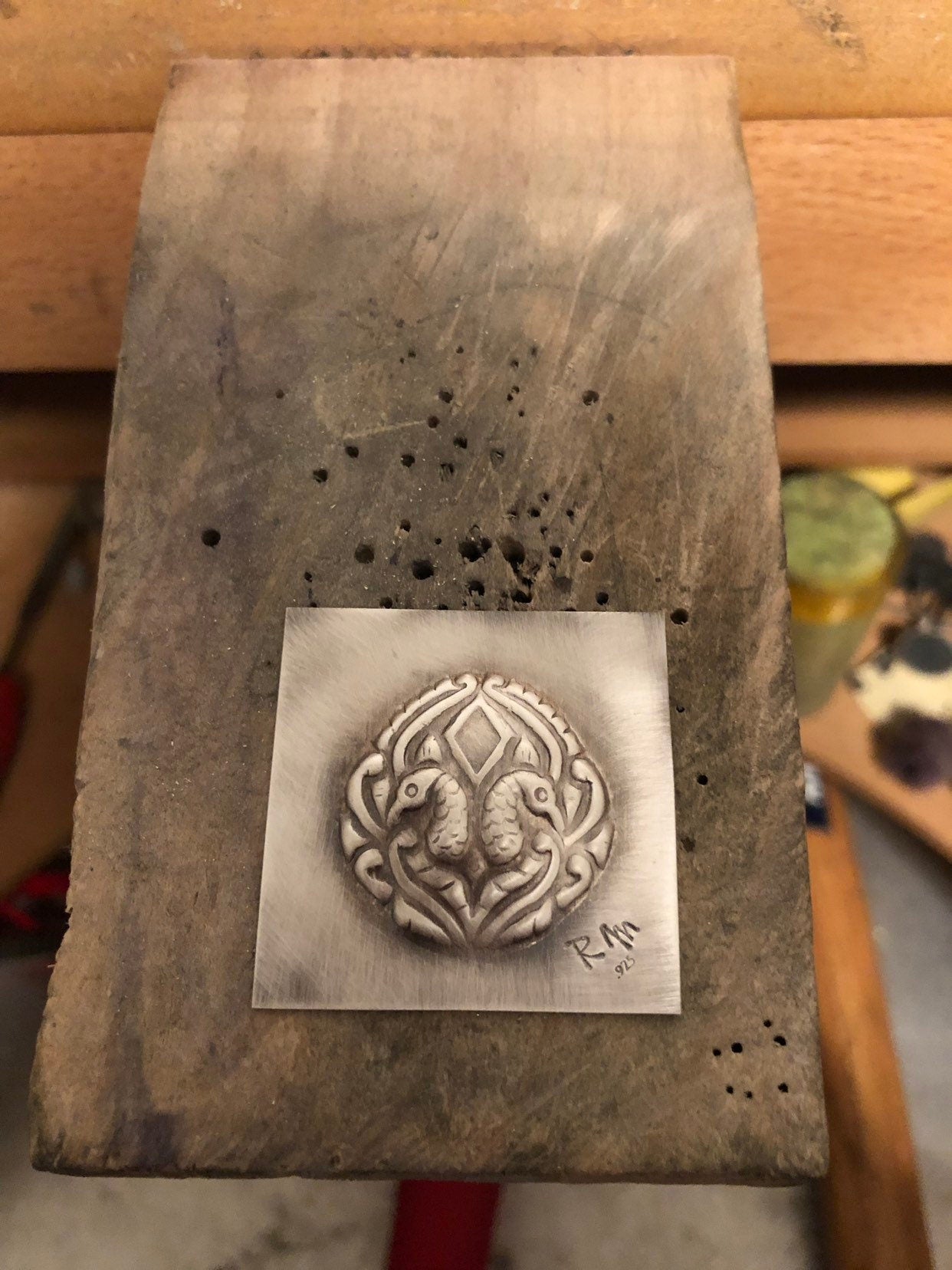 Pressed Metal Peacock  Impression for Jewelry Making