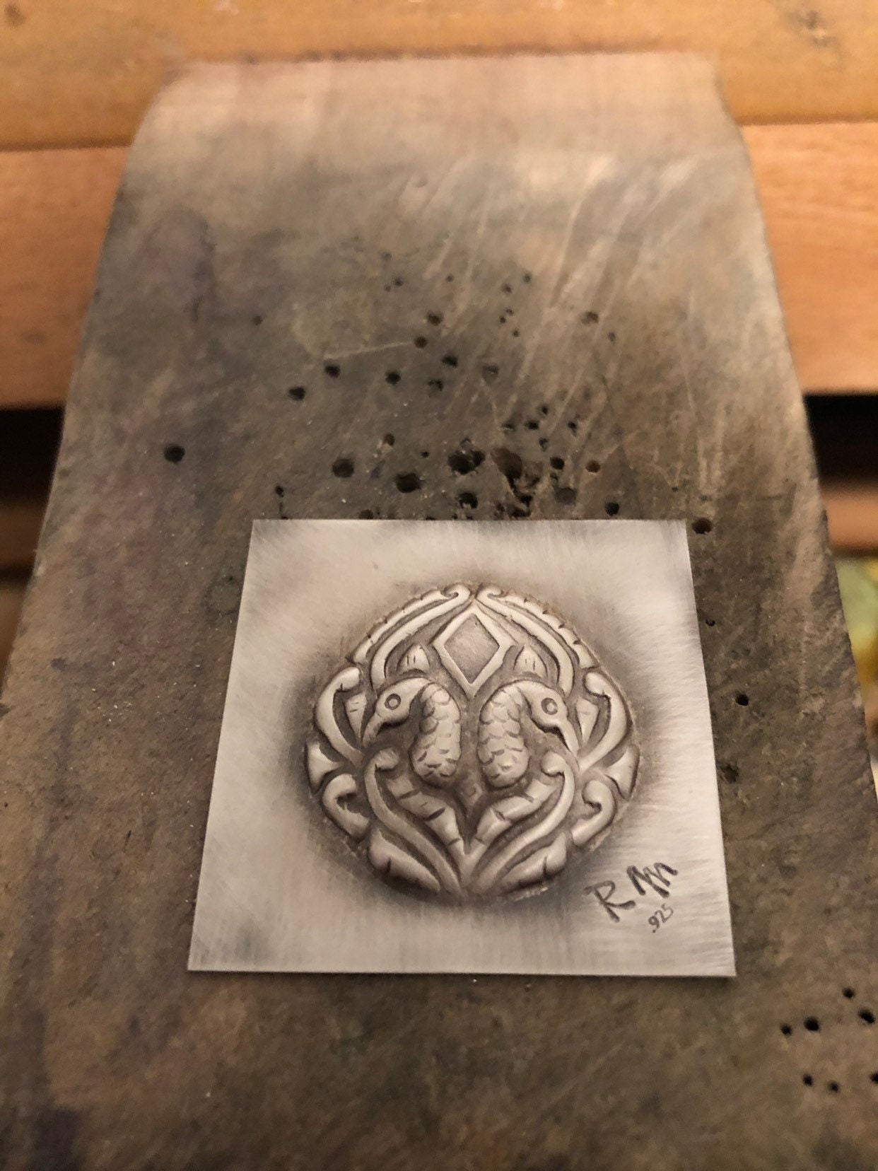 Pressed Metal Peacock  Impression for Jewelry Making