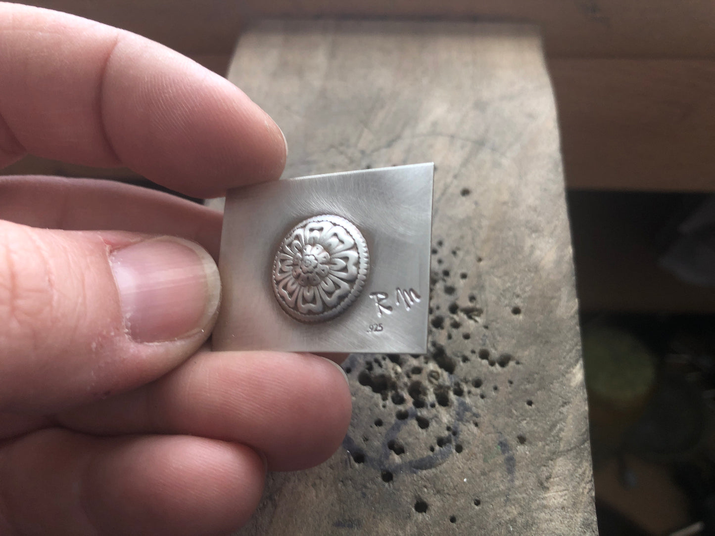 Pressed Metal Round Flower Design Impression for Jewelry Making