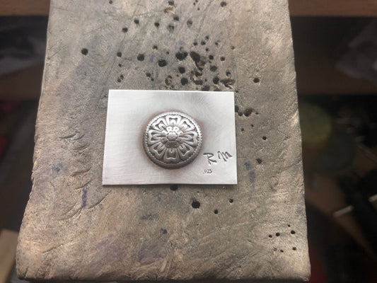 Pressed Metal Round Flower Design Impression for Jewelry Making