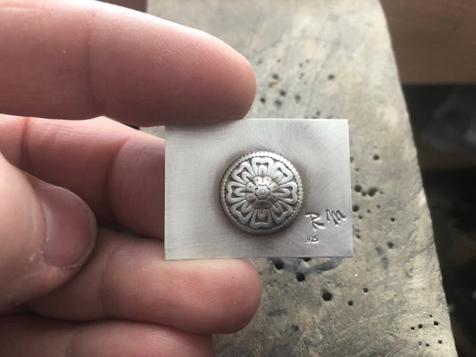 Pressed Metal Round Flower Design Impression for Jewelry Making