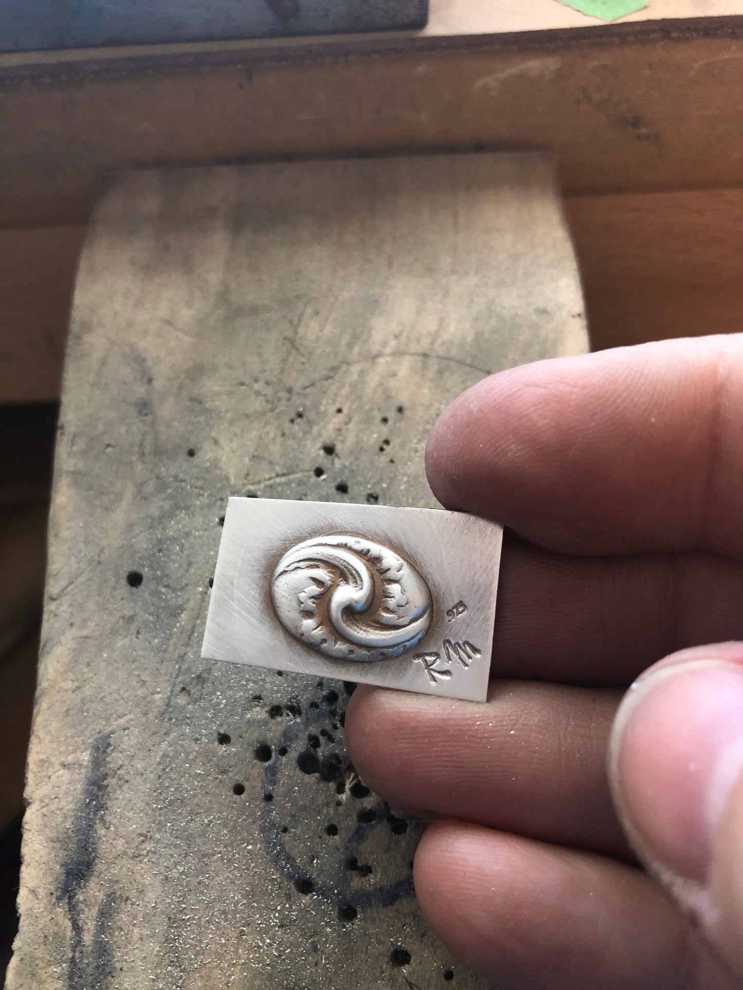 Pressed Metal Two Waves Impression for Jewelry Making