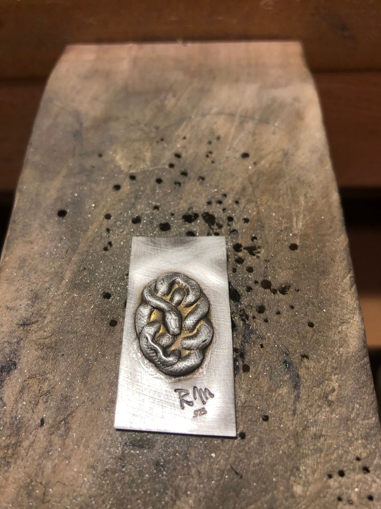 Pressed Metal Coiled Snake Impression for Jewelry Making