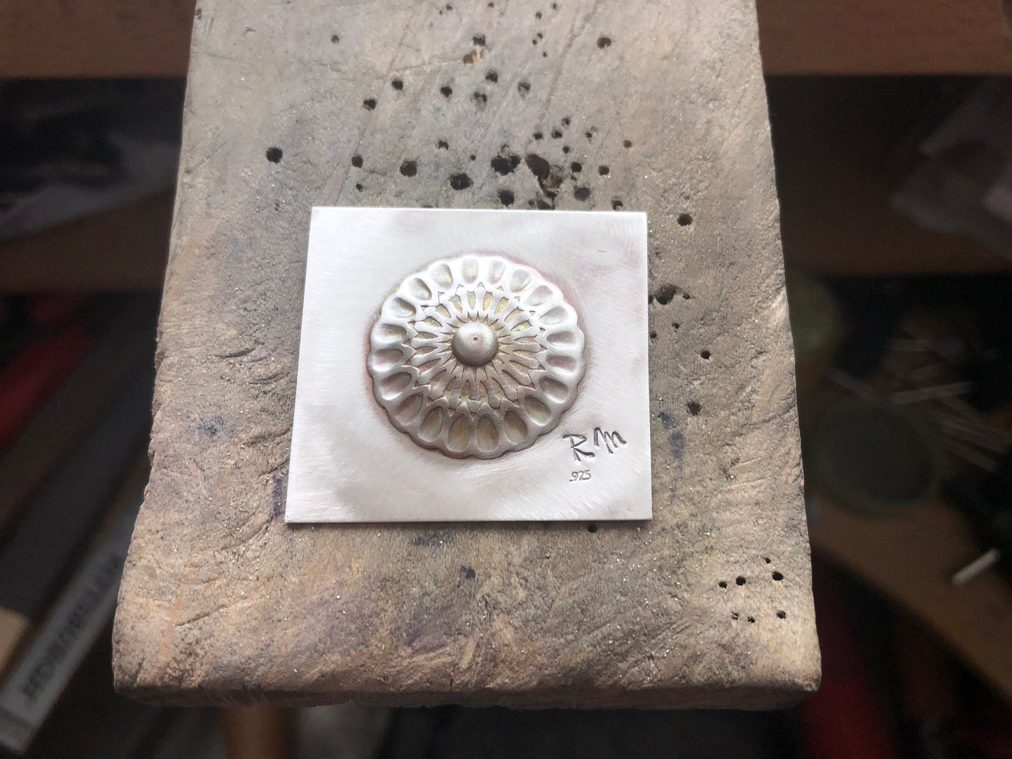 Pressed Metal Round Button Design Impression for Jewelry Making