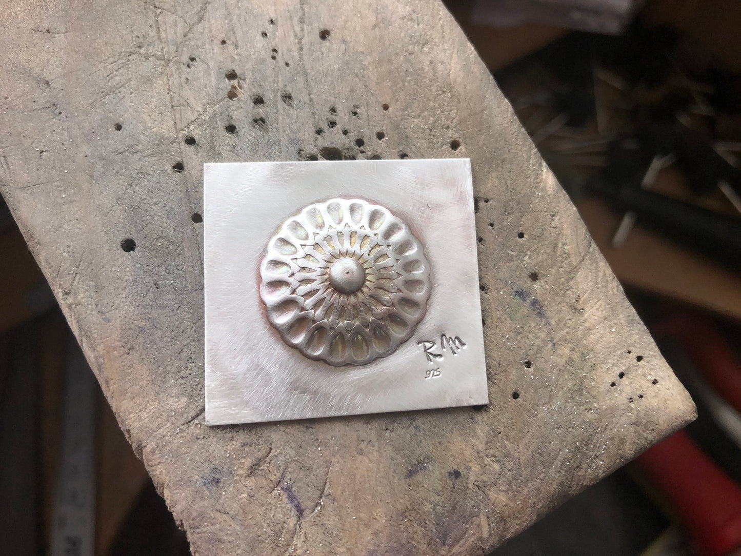 Pressed Metal Round Button Design Impression for Jewelry Making