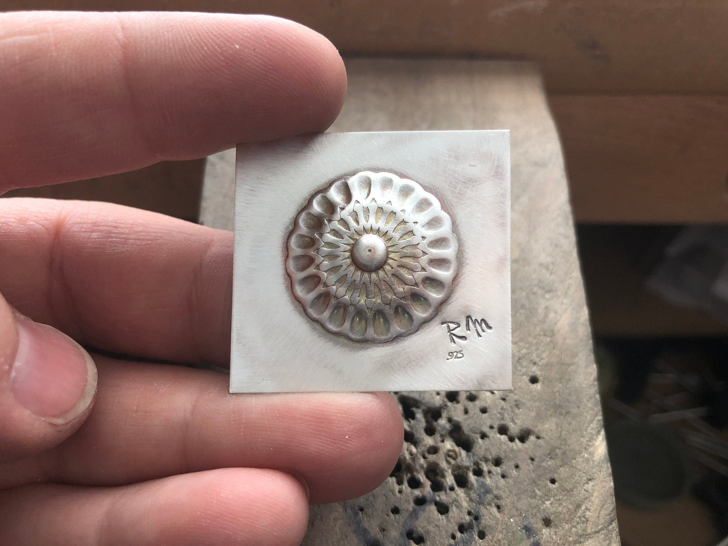 Pressed Metal Round Button Design Impression for Jewelry Making