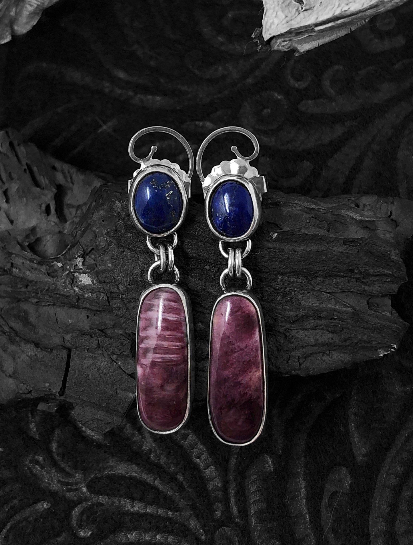 Lapis and Spiny Oyster Shell Earrings