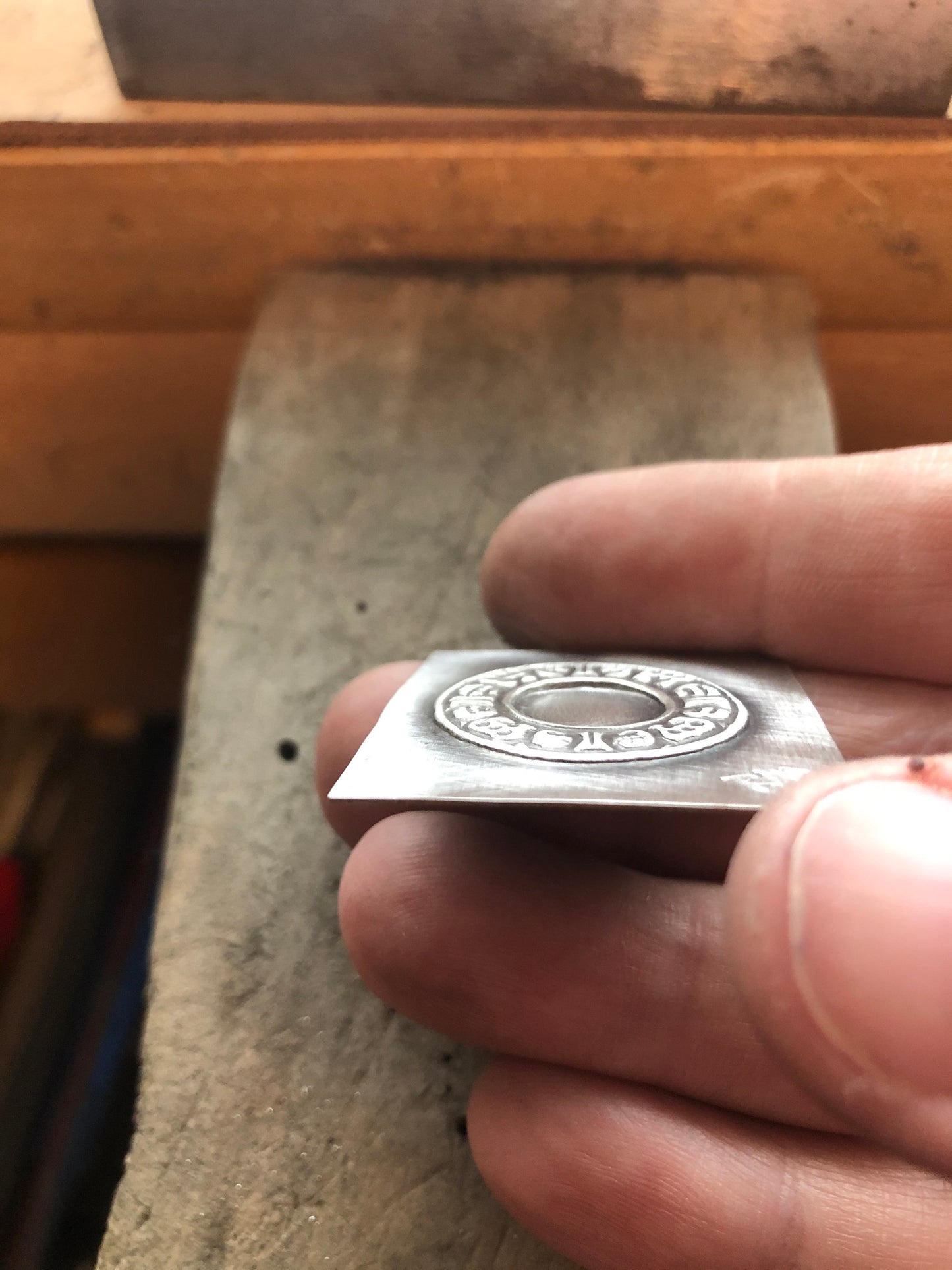 Pressed Metal Ring of Symbols Impression for Jewelry Making